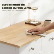 HOMCOM Bufet de Bucătărie cu Dulap 2 Uși și 2 Sertare, Alb și Lemn 