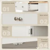 HOMCOM Bufet de Bucătărie cu Dulap 2 Uși și 2 Sertare, Alb și Lemn 