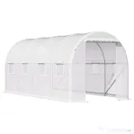 Outsunny Sera tunel cu 8 ferestre si usa rulanta, sera de gradina tunel pentru plante, 5x2x2m, alb