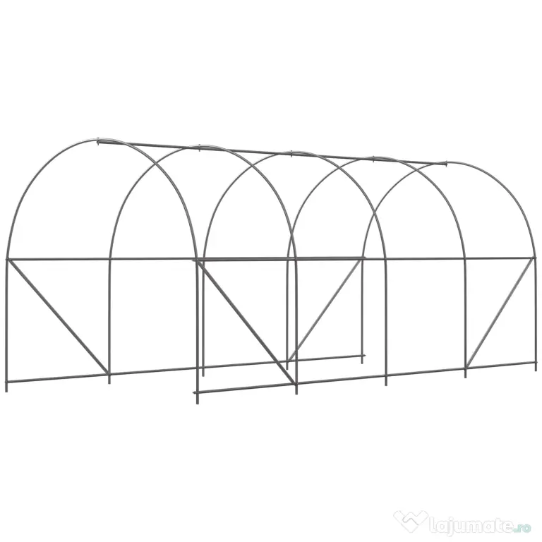 Outsunny Sera tunel cu 8 ferestre si usa rulanta, sera de gradina tunel pentru plante, 5x2x2m, alb