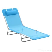 Outsunny sezlong pliabil cu spatar reglabil si perna, 182x56x28cm