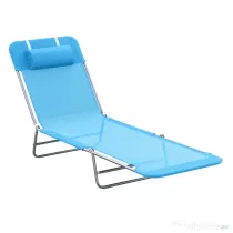 Outsunny sezlong pliabil cu spatar reglabil si perna, 182x56x28cm
