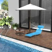 Outsunny sezlong pliabil cu spatar reglabil si perna, 182x56x28cm