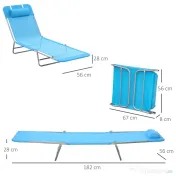 Outsunny sezlong pliabil cu spatar reglabil si perna, 182x56x28cm