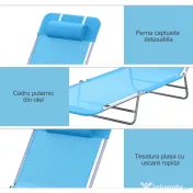 Outsunny sezlong pliabil cu spatar reglabil si perna, 182x56x28cm