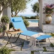 Outsunny sezlong pliabil cu spatar reglabil si perna, 182x56x28cm