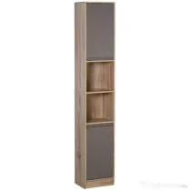 Homcom Dulap Baie Space Saver – Gri & Stejar, Cu 6 Rafturi & Dulapioare