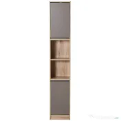 Homcom Dulap Baie Space Saver – Gri & Stejar, Cu 6 Rafturi & Dulapioare 