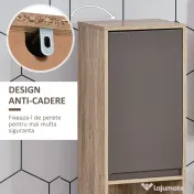 Homcom Dulap Baie Space Saver – Gri & Stejar, Cu 6 Rafturi & Dulapioare 