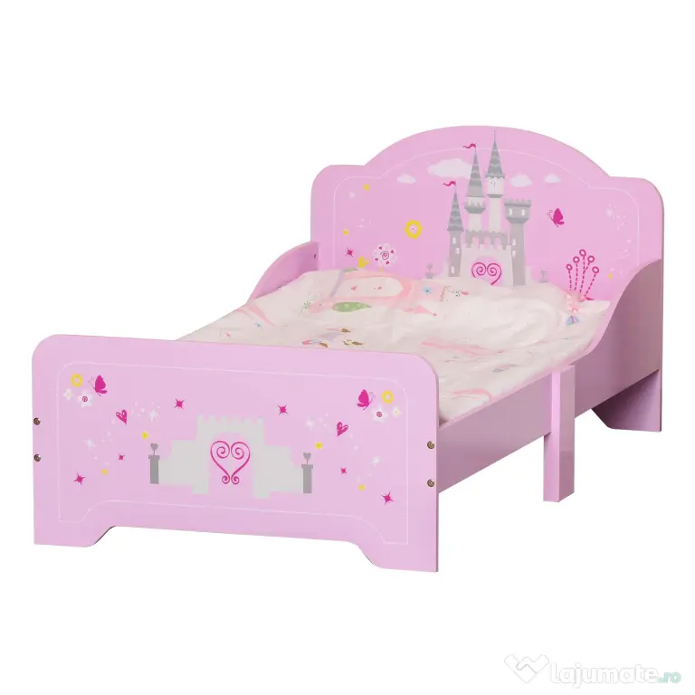 Homcom Pat Copii Roz – 143×73×60 cm, Lemn, pentru Varste 3-6 Ani