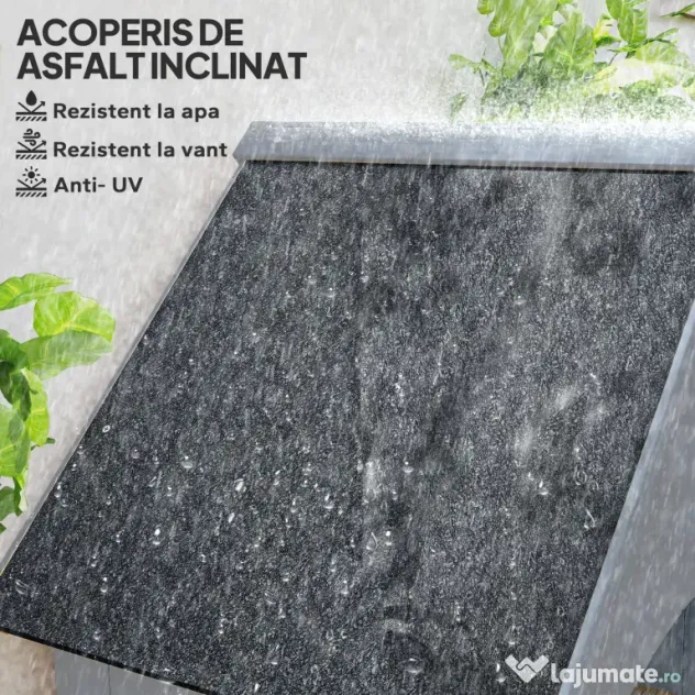 Outsunny Căsuță pentru unelte din lemn cu 3 rafturi și acoperiș impermeabil din bitum, 77,5x54,2x179,5 cm, gri