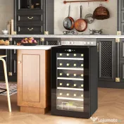 HOMCOM Frigider pentru Vin pentru 24 de Sticle, Capacitate 65L, Control al Temperaturii și Rafturi Detasabile, Negru 