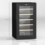 HOMCOM Frigider pentru Vin pentru 24 de Sticle, Capacitate 65L, Control al Temperaturii și Rafturi Detasabile, Negru 