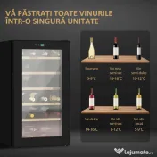 HOMCOM Frigider pentru Vin pentru 24 de Sticle, Capacitate 65L, Control al Temperaturii și Rafturi Detasabile, Negru 
