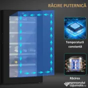 HOMCOM Frigider pentru Vin pentru 24 de Sticle, Capacitate 65L, Control al Temperaturii și Rafturi Detasabile, Negru 