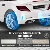 AIYAPLAY Mașină Electrică pentru Copii Licențiată Mercedes SLC 300 cu Telecomandă, din PP și Metal, 107x62.5x44 cm, Albă 