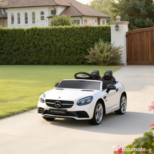 AIYAPLAY Mașină Electrică pentru Copii Licențiată Mercedes SLC 300 cu Telecomandă, din PP și Metal, 107x62.5x44 cm, Albă