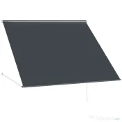Outsunny Copertină Retractabilă cu Brațe, Deschidere Manuală, Înclinare și Protecție UV30+, 150x120 cm, Gri 