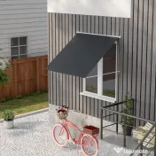 Outsunny Copertină Retractabilă cu Brațe, Deschidere Manuală, Înclinare și Protecție UV30+, 150x120 cm, Gri 