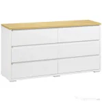 HOMCOM Comodă Modernă cu 6 Sertare din PAL pentru Dormitor și Hol, 140x37x75cm