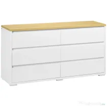 HOMCOM Comodă Modernă cu 6 Sertare din PAL pentru Dormitor și Hol, 140x37x75cm