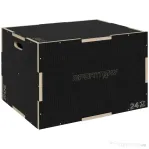 SPORTNOW Cutie Pliometrică pentru Sărituri cu 3 Înălțimi din Lemn Antiderapant, 61-51-41 cm, Negru