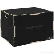 SPORTNOW Cutie Pliometrică pentru Sărituri cu 3 Înălțimi din Lemn Antiderapant, 61-51-41 cm, Negru
