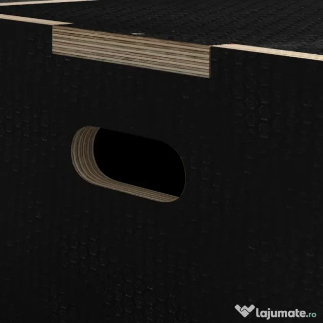 SPORTNOW Cutie Pliometrică pentru Sărituri cu 3 Înălțimi din Lemn Antiderapant, 61-51-41 cm, Negru