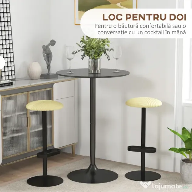 HOMCOM Masa De Bucatarie Moderna Inalta, Cadru De Otel