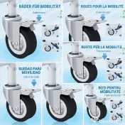 HOMCOM Scaun cu rotile cu WC impermeabil 4 în 1 cu suporturi pentru picioare rabatabile, din aluminiu și plastic, negru