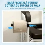HOMCOM Scaun cu rotile cu WC impermeabil 4 în 1 cu suporturi pentru picioare rabatabile, din aluminiu și plastic, negru