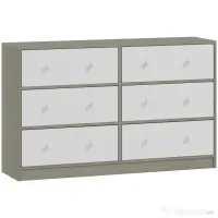 HOMCOM Comodă cu 6 sertare pliabile cu mânere duble, din lemn, oțel și material textil, 114x30x70 cm, alb și gri