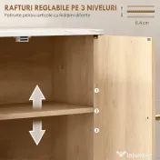 HOMCOM Dulap suspendat pentru baie cu raft deschis și uși decorate, blat cu efect de marmură, 60x18x70 cm, stejar 