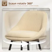 HOMCOM Set 2 Scaune de Bar cu Spătar și Brațe Rotative din Catifea Bej