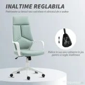 HOMCOM Scaun pentru Birou sau Gaming în Material Textil cu Spătar Înalt Verde 