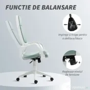 HOMCOM Scaun pentru Birou sau Gaming în Material Textil cu Spătar Înalt Verde 