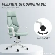 HOMCOM Scaun pentru Birou sau Gaming în Material Textil cu Spătar Înalt Verde 