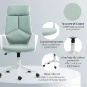 HOMCOM Scaun pentru Birou sau Gaming în Material Textil cu Spătar Înalt Verde 