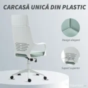 HOMCOM Scaun pentru Birou sau Gaming în Material Textil cu Spătar Înalt Verde 