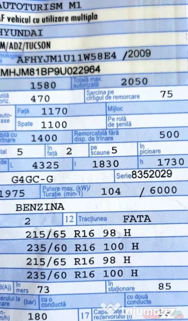 Hyundai Tucson 2.0 benzina 140cp 2009 SUV