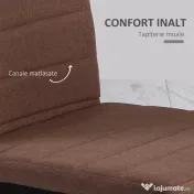 HOMCOM Set 4 Scaune Moderne pentru Dining și Bucătărie, Scaune Căptușite cu Cadru Metalic Robust, Textil Kaki 