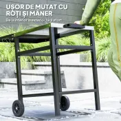 Outsunny Cărucior pentru Grătar cu Blat din Oțel Inoxidabil, Raft Pliabil și Husă de Protecție, 91x58x76 cm, Negru