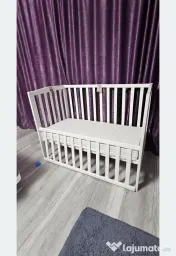 Pat lemn masiv fag IKEA bebelusi+include saltea din cocos integrala 12cm 