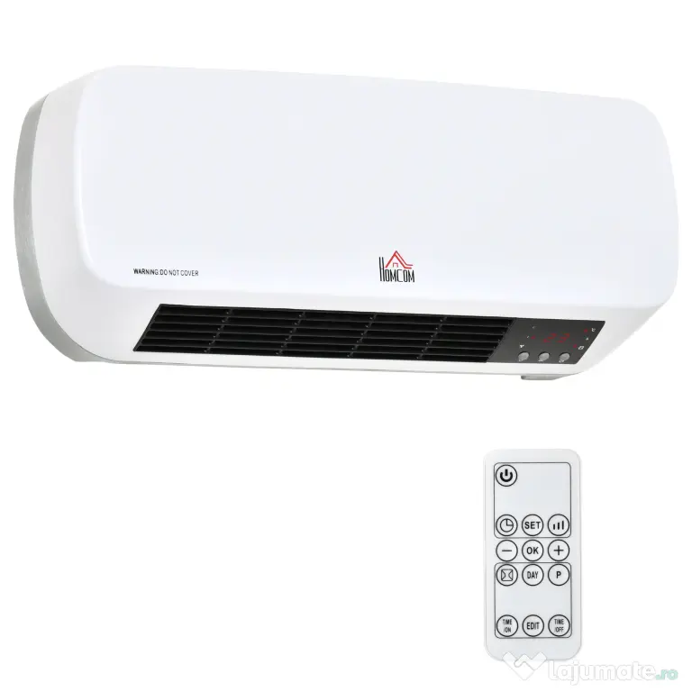 HOMCOM Soba Electrica de Perete cu Telecomanda Timer de Temperatura Reglabila Timer 12h