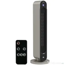 HOMCOM Incalzitor Electric Oscilant cu 3 Moduri de Incalzire, Incalzitor cu ventilator cu Temperatura Reglabila si Telecomanda, din ABS, Ø25x73.5 cm, Argintiu