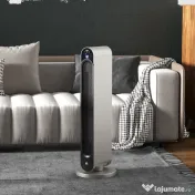 HOMCOM Incalzitor Electric Oscilant cu 3 Moduri de Incalzire, Incalzitor cu ventilator cu Temperatura Reglabila si Telecomanda, din ABS, Ø25x73.5 cm, Argintiu 