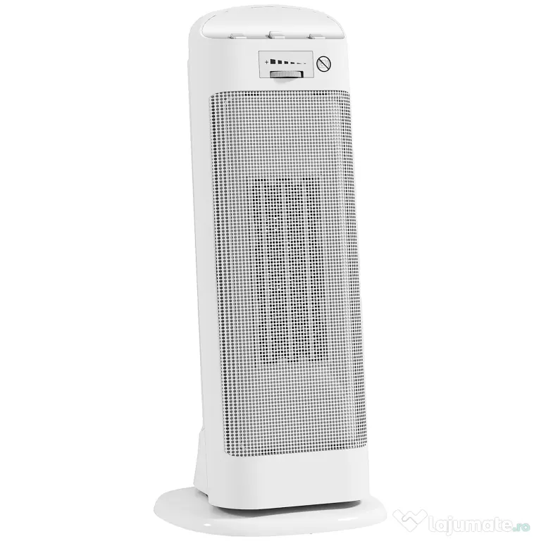 HOMCOM Încălzitor electric ceramic 2000W, 4 moduri și încălzire reglabilă, oscilație la 55°, alb