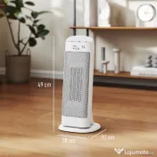 HOMCOM Încălzitor electric ceramic 2000W, 4 moduri și încălzire reglabilă, oscilație la 55°, alb