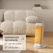 HOMCOM Încălzitor electric ceramic 2000W, 4 moduri și încălzire reglabilă, oscilație la 55°, alb