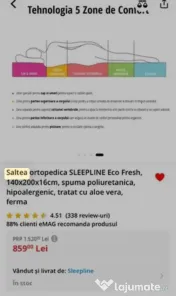 Saltea Aloe Vera Sleepline 140x200 